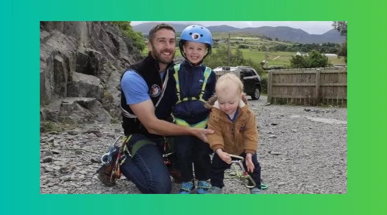 John McCabe and family get ready to climb