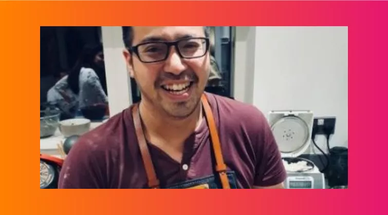 Justin in his kitchen