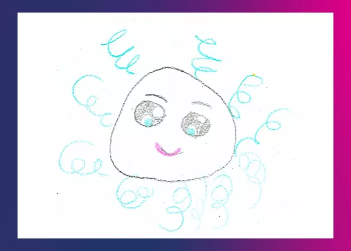 Illustration: Creature with smiling face, surrounded by springs