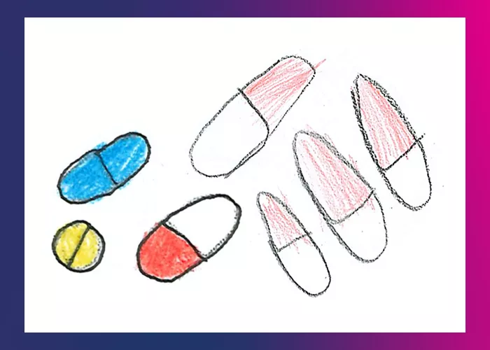 Illustration: Different types of tablets and pills (medicines)