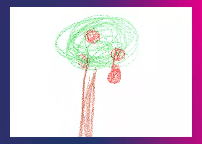 Illustration: Tree with apples, one about to drop