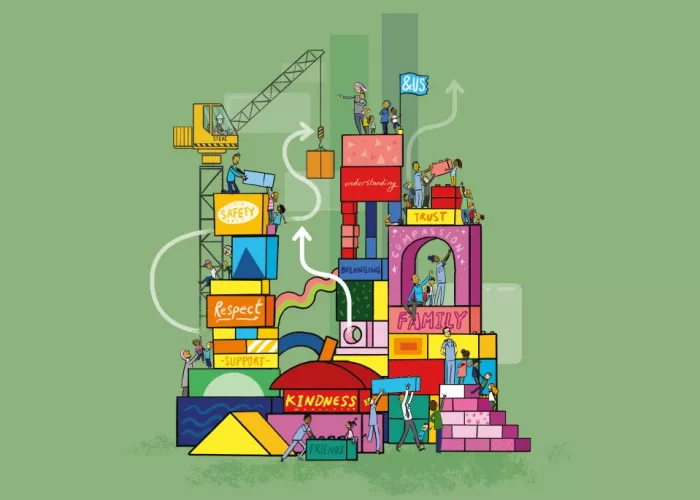 Illustration of toy blocks making a tower