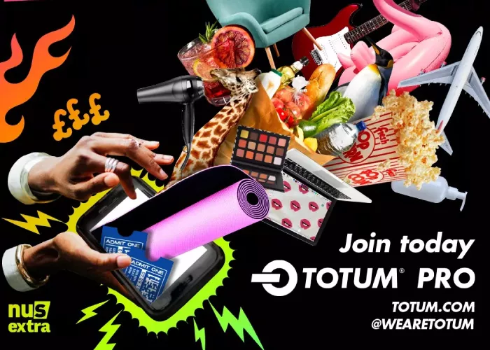 'TOTUM savings for members' - graphic with lots of products, and more text 'Join today, TOTUM Pro, , TOTUM.COM, @WEARETOTUM