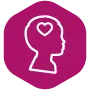 white outline of a head with a heart on a dark purple background