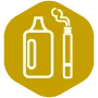 White outline of a vape and cigarette on a brown background