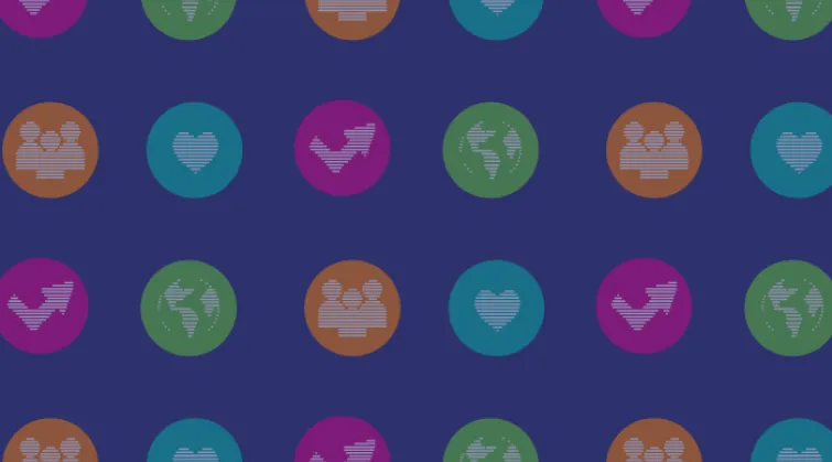 Repeated icons: heart, globe, arrow, UK map