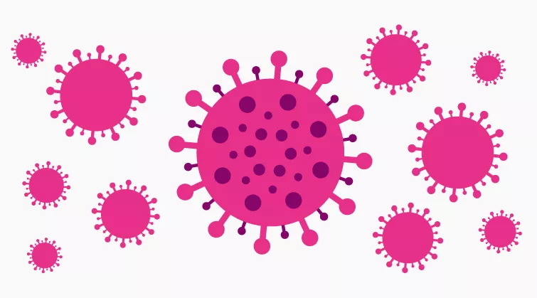 Graphic of flu viruses