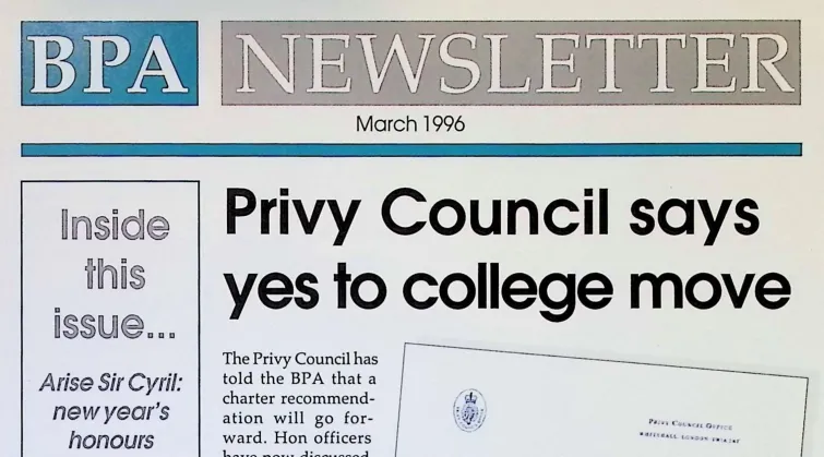 BPA Newsletter with headline 'Privy Council says yes to college move'