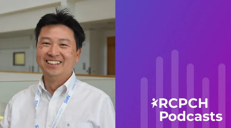 Dr Yincent Tse on purple RCPCH podcasts background
