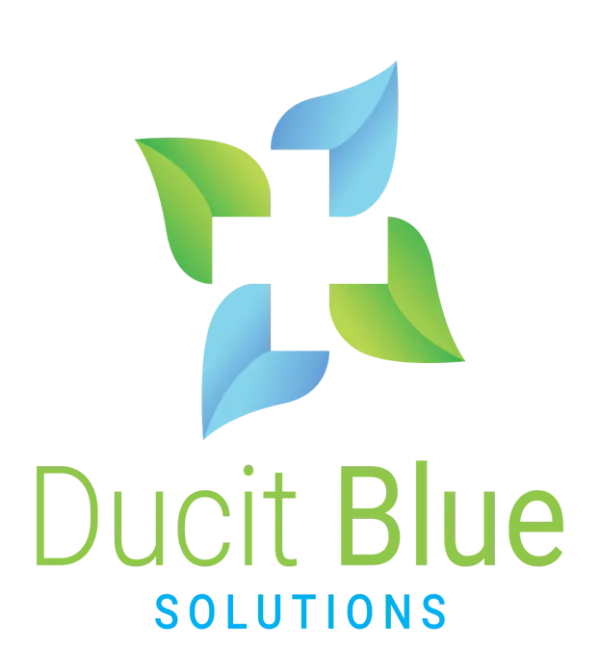 Logo: Ducit Blue Solutions | four leaves in a circular pattern