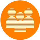 Icon: Three figures in orange circle