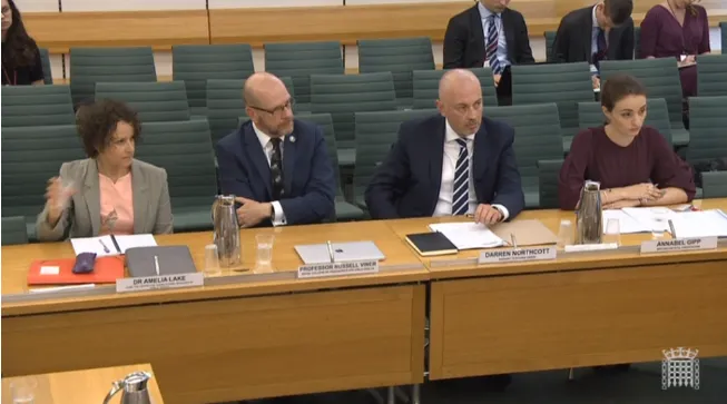 Professor Russell Viner (second from left) giving evidence to the Committee Professor Russell Viner giving evidence to the Science and Technology Committee