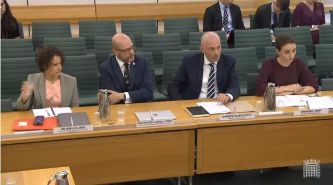 Professor Russell Viner giving evidence to the Science and Technology Committee