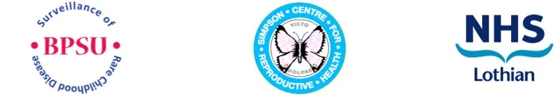 Logos for: BPSU, Simpson Centre for Reproductive Health, NHS Lothian