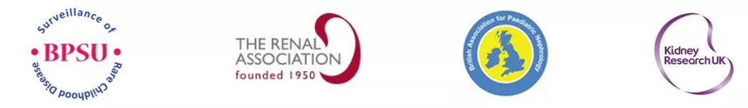 Logos for: BPSU | The Renal Association | British Association for Paediatric Nephrology | Kidney Research UK