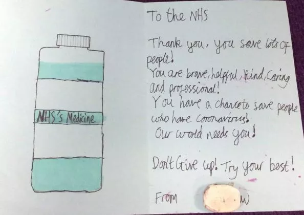 Poster: NHS medicine | Thank you, you save lots of people! You are brave, helpful, kind, caring and professional! Don’t give up! Try your best