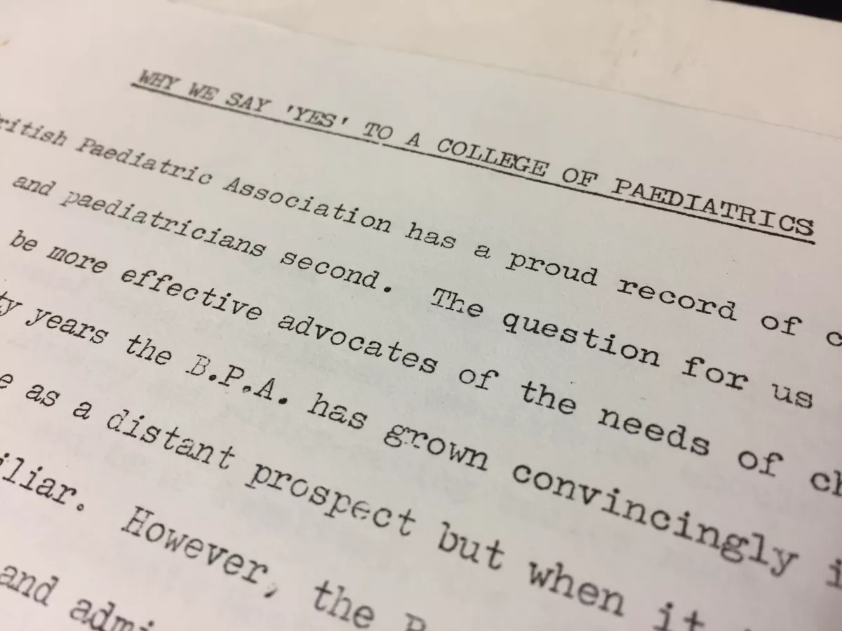 Snippet of report: Why we say 'yes' to a College of Paediatrics'