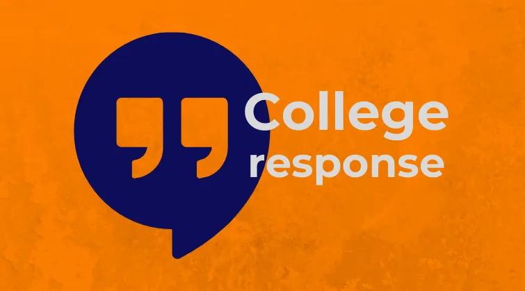 College response, with quote mark