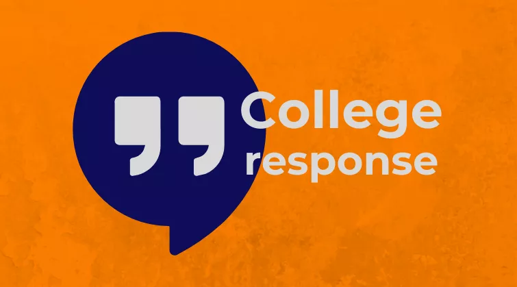 College response, with quote mark