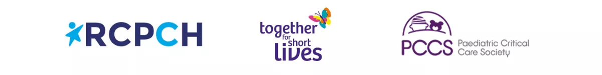 Logos: RCPCH, Together for Short Lives, Paediatric Critical Care Society