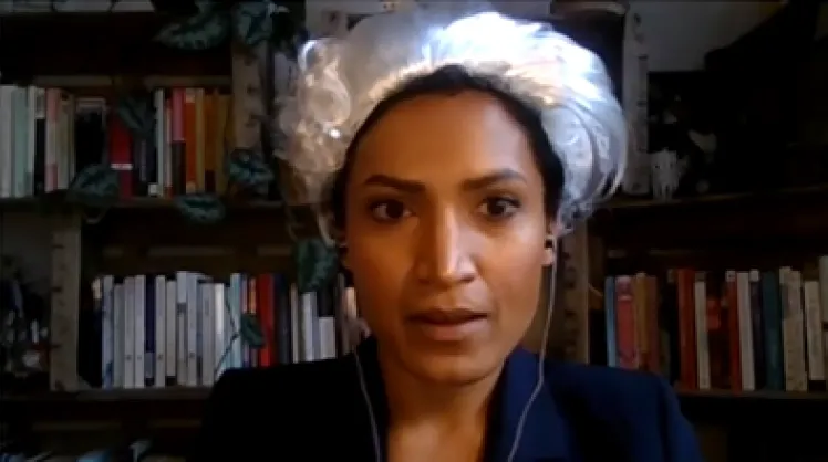 Guddi Singh speaking at an online event