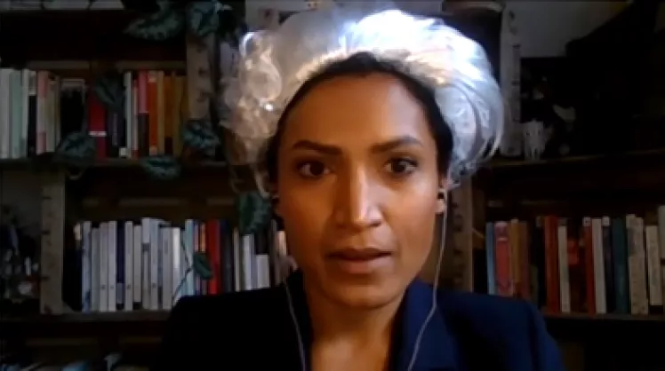 Guddi Singh speaking at an online event