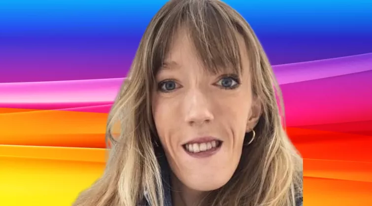 Sophie Jackson on a colourful background, which is also on our Working for change one year on report