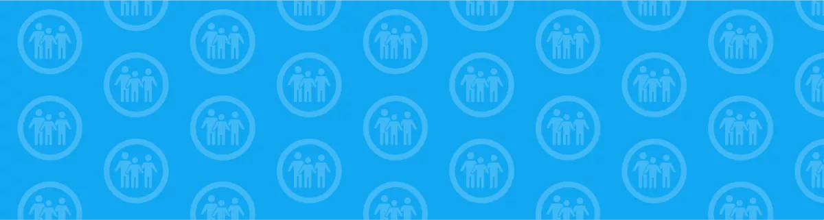 Blue banner with repeated icon of family in a circle