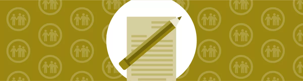 Icon of letter with pencil - background of repeated icon of family