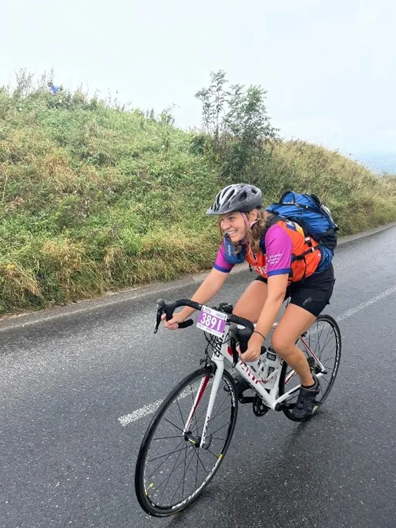 Rosy Wells on a road bike
