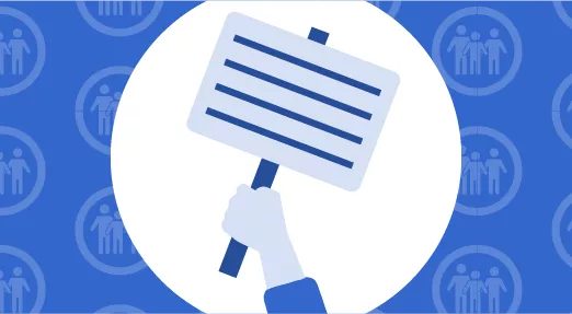 Illustration of hand holding placard