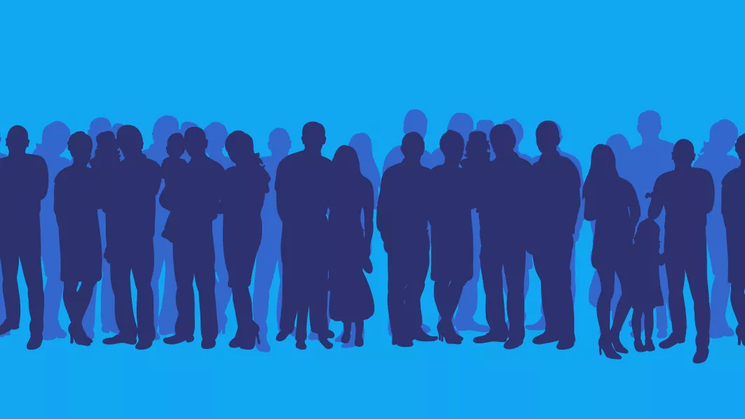 Silhouette image of a crowd of people