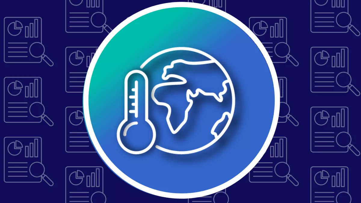 Graphic of a globe next to a thermometer 