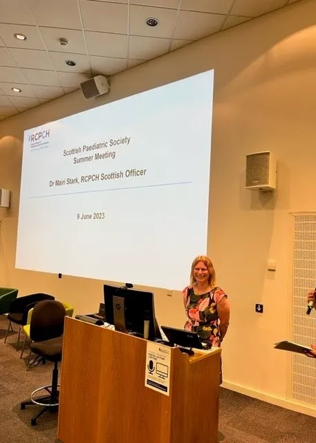 RCPCH Scottish Officer Dr Mairi Stark giving her update from RCPCH Scotland