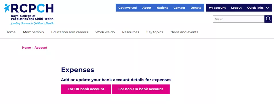 Expenses - add or update your details: UK or Non-UK