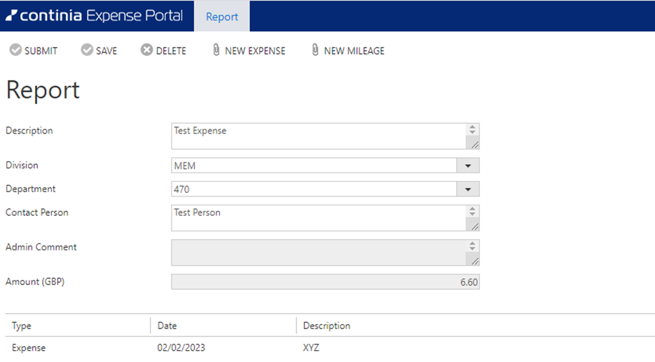 Continia expenses portal - Add more expenses to expenses report