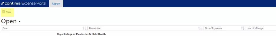 Continia expenses portal - Create new expenses report