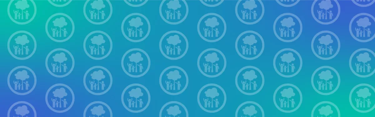 Repeated icon of family under a tree