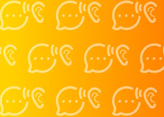 Repeated icon: Speech mark and ear