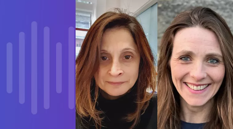 Pictures of Dr Dal Hothi and Dr Jess Morgan, and stylised waveform