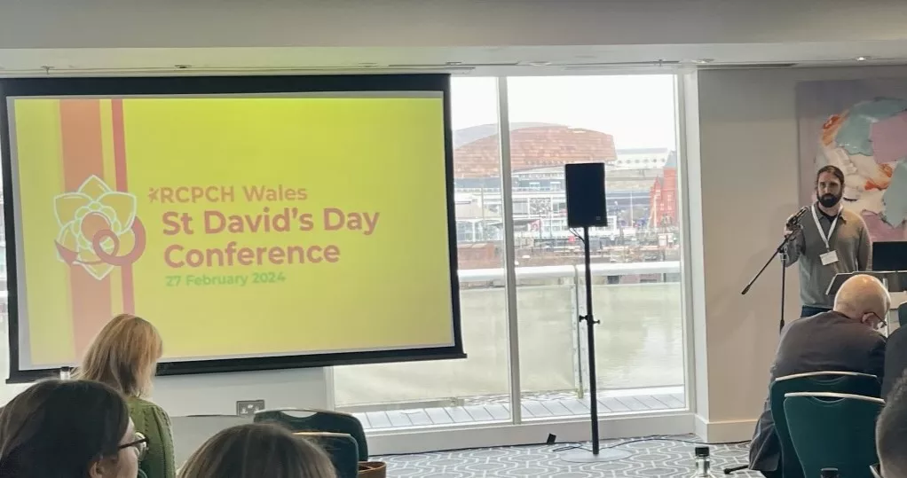 Dr Matthew Spencer presenting at St David's Day Conference 2024