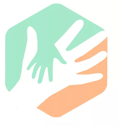 Logo: Small hand overlaid on large hand