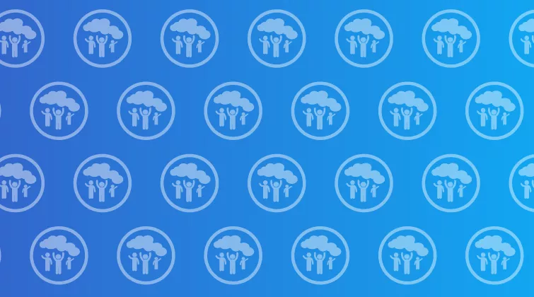 Repeated icons - children playing under cloud