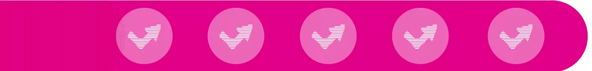 Repeated icon: Arrow moving down then up, in magenta circle