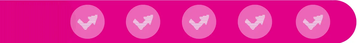 Repeated icon: Arrow moving down then up, in magenta circle