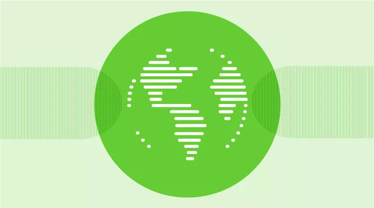 Icon of a globe, in a green circle