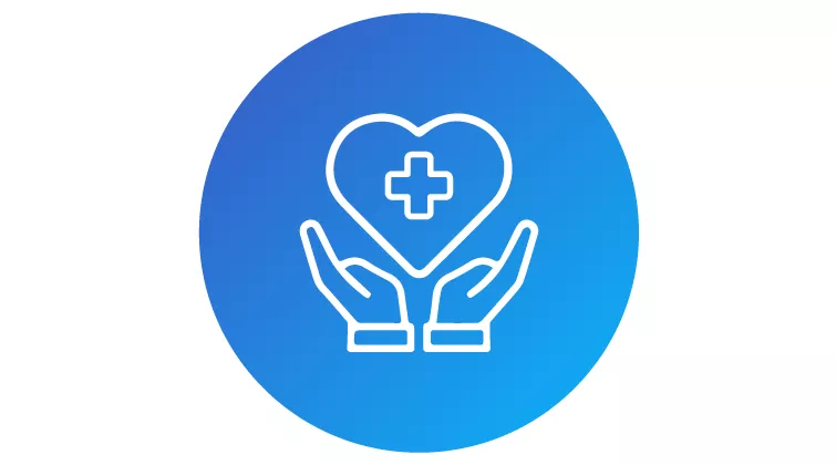 Icon - hands holding a heart with a medical cross inside