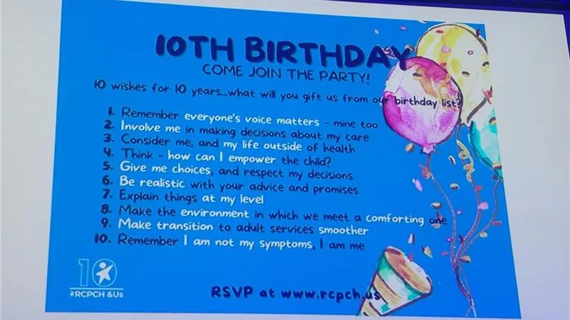 RCPCH &Us 10th birthday - 10 wishes for 10 years