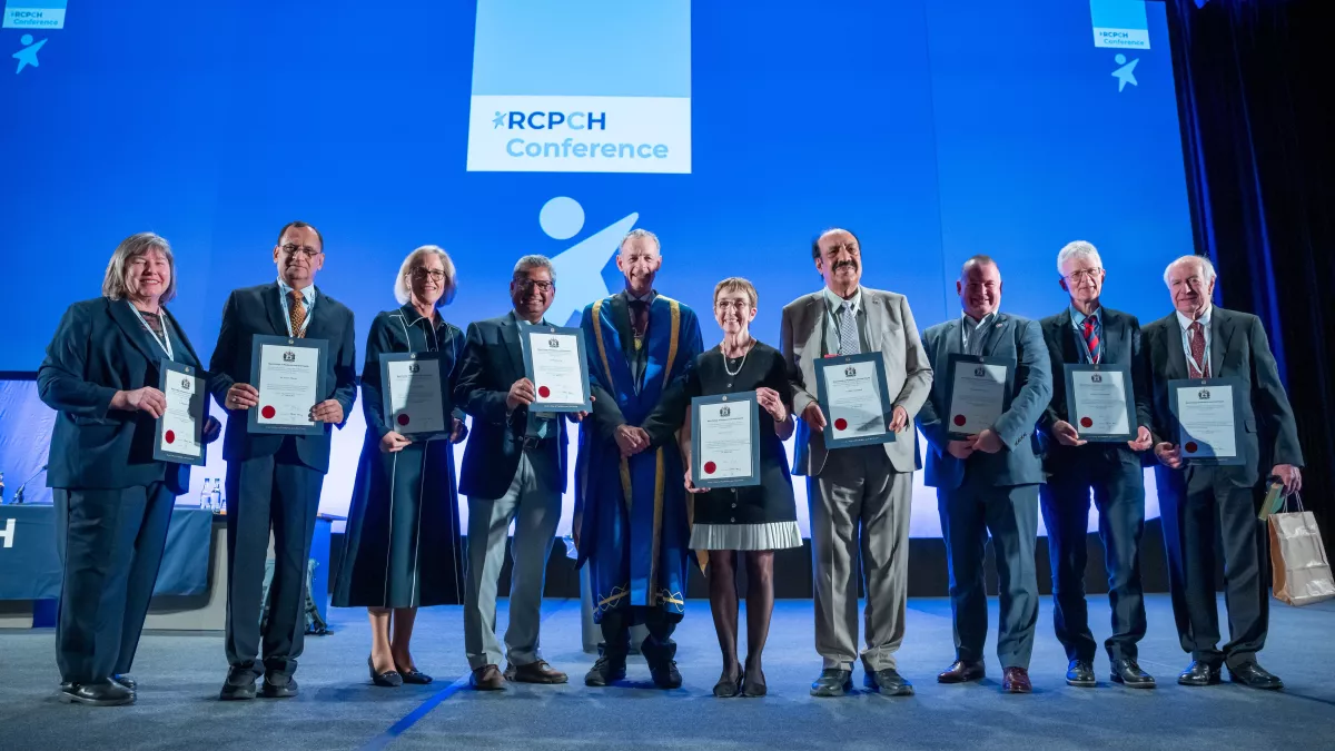 RCPCH Honorary Fellows with RCPCH President on stage