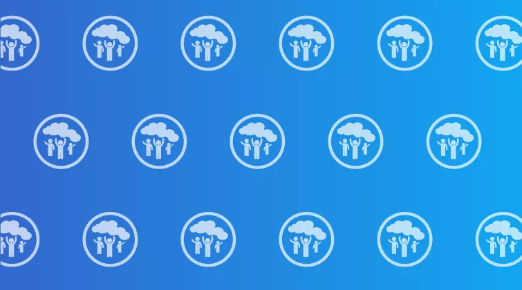 Repeated icon of children under a cloud